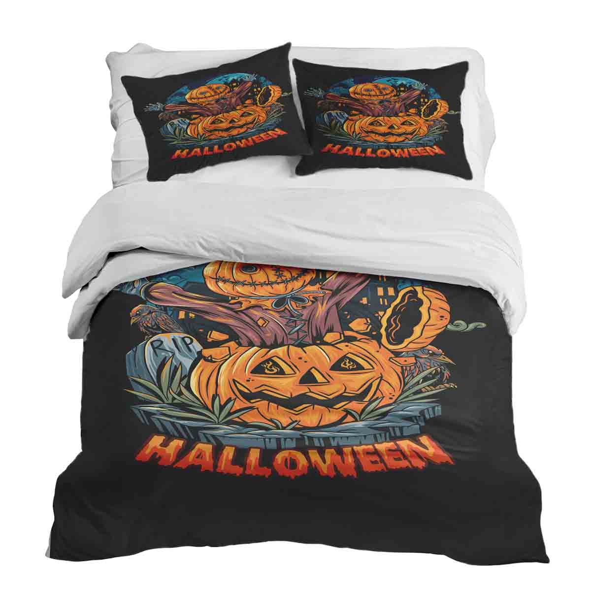 Set de ropa de cama con manta terapéutica Halloween Calabaza