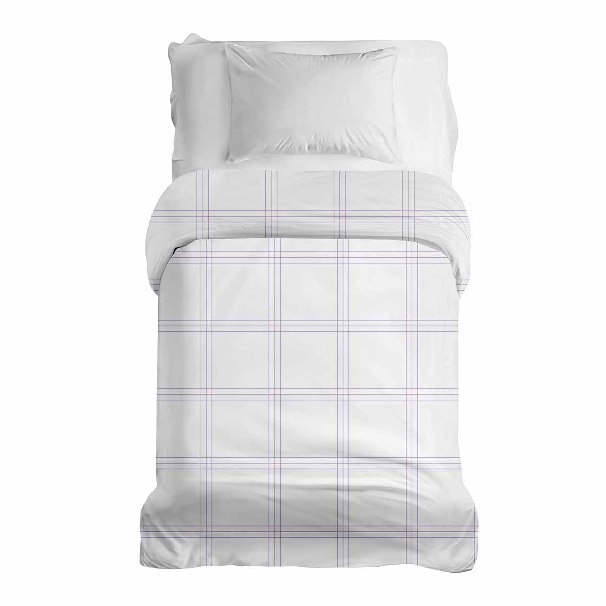 Manta terapéutica original - Funda de algodón blanca con rayas moradas