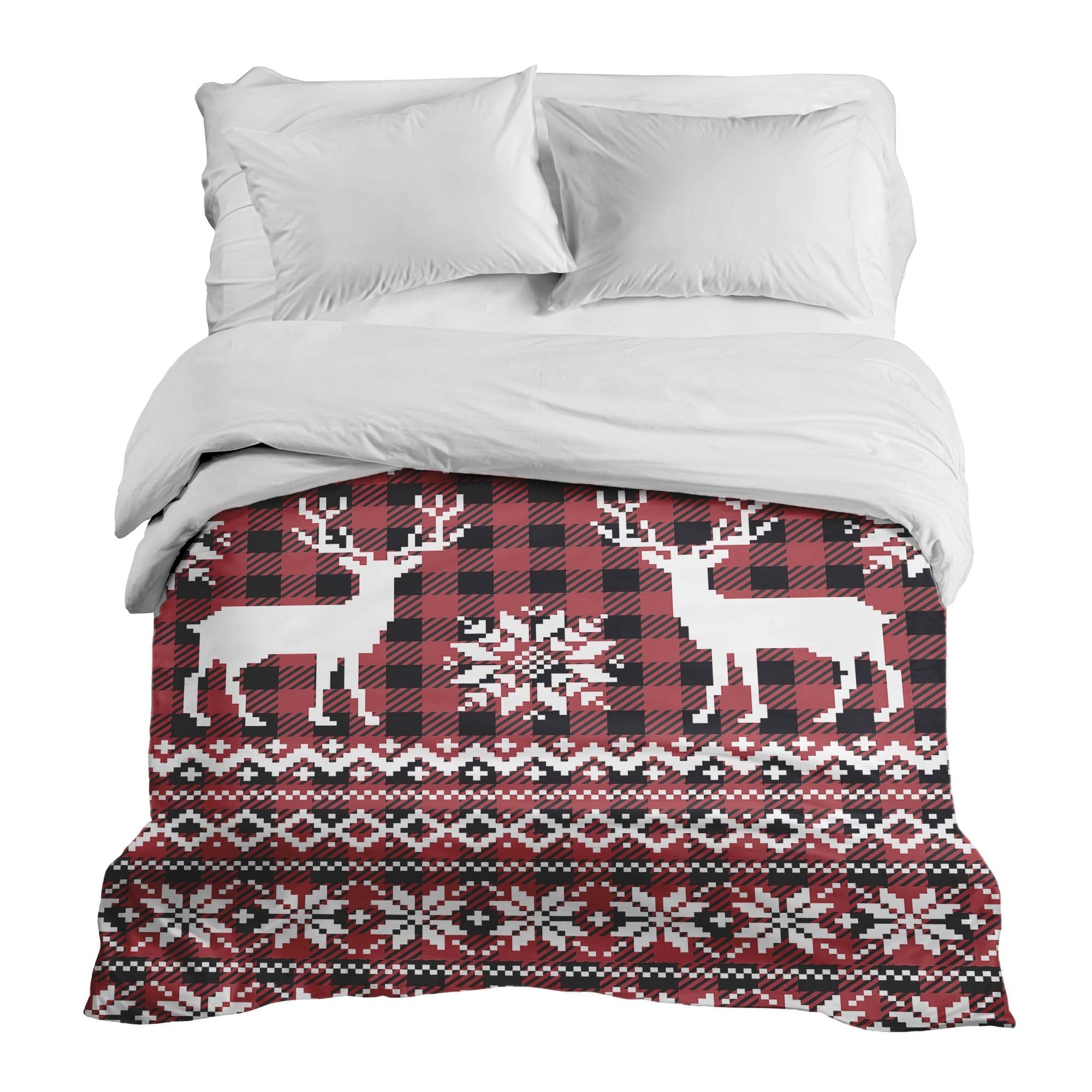 Manta terapéutica original - Funda de algodón a cuadros con reno