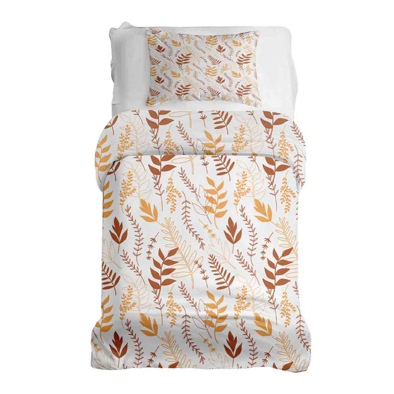 Juego de ropa de cama con mantas terapéuticas blancas con ramas otoñales