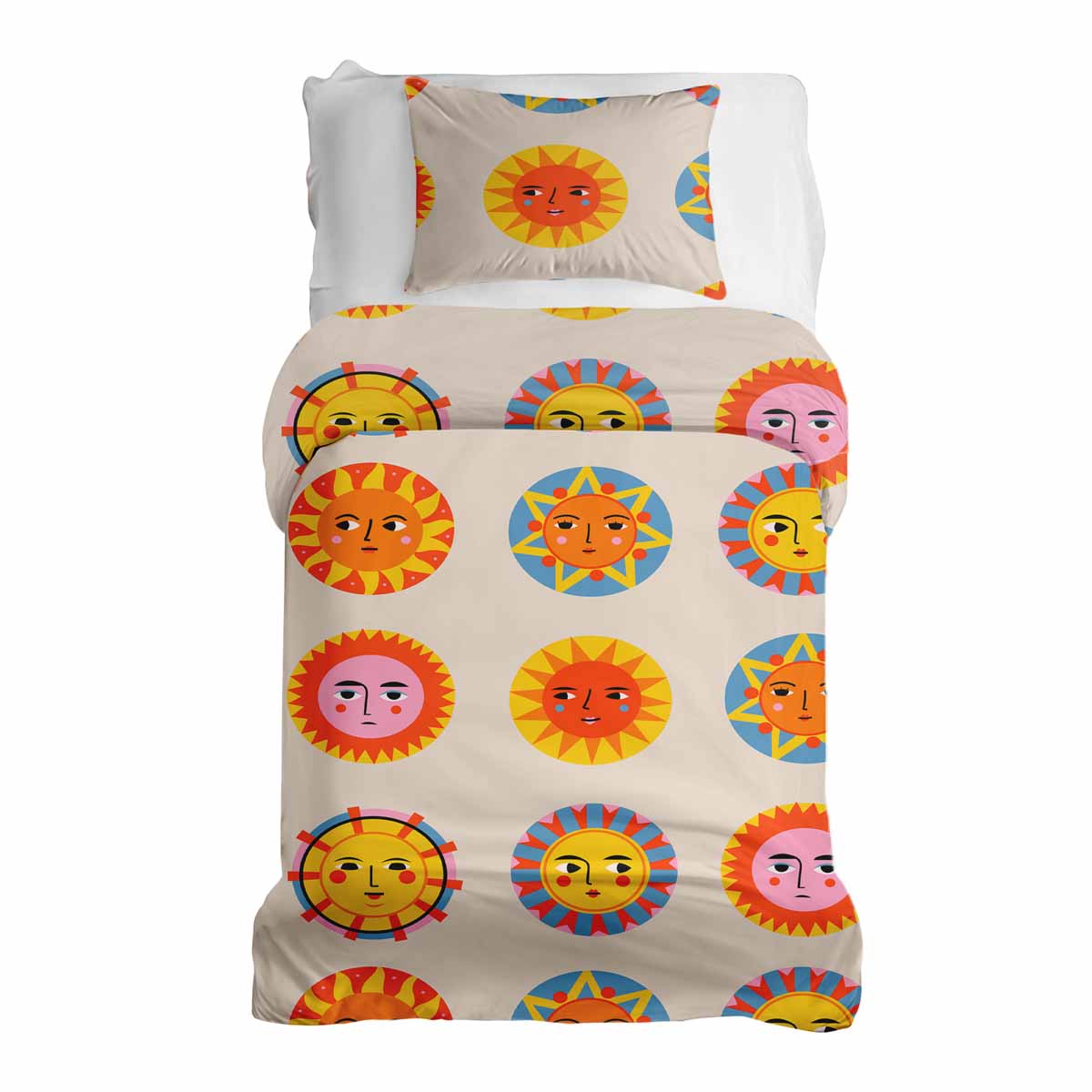 Set de ropa de cama con manta terapéutica beige con sol