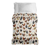 Manta terapéutica original - Funda de algodón blanca con muchos pollos