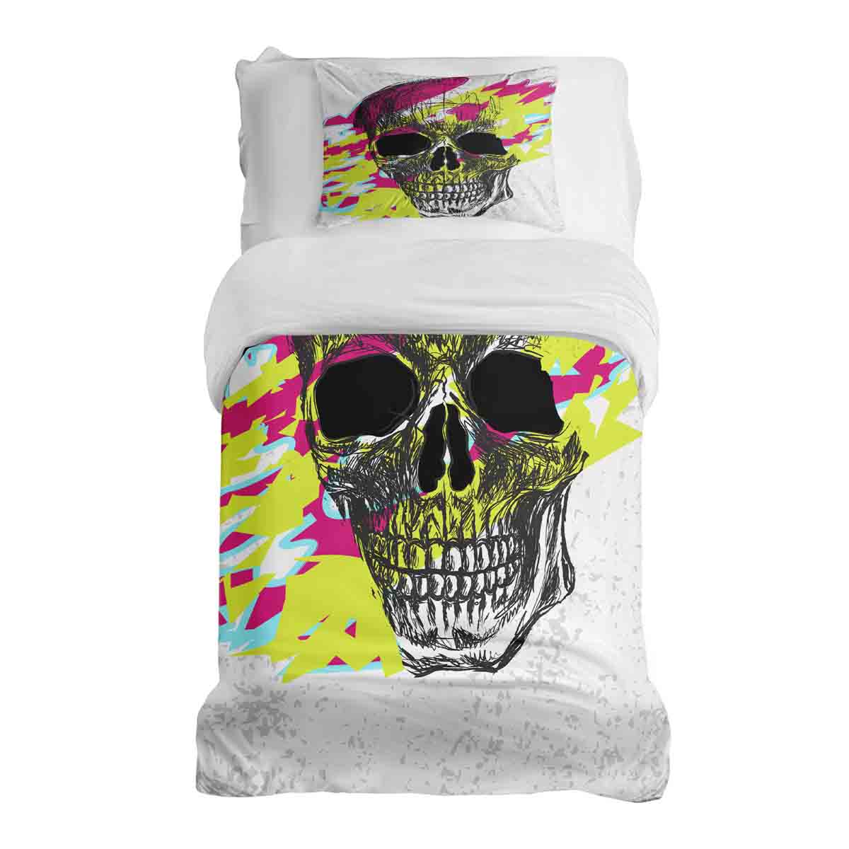Set de ropa de cama con manta terapéutica calavera colorida