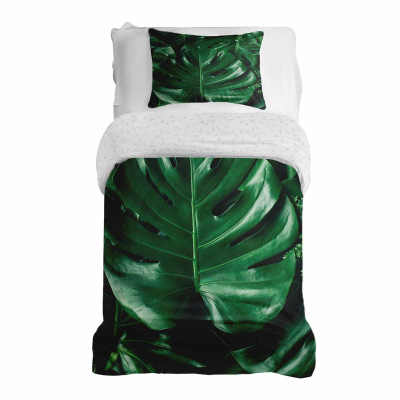 Set de ropa de cama con manta terapéutica y planta Monstera