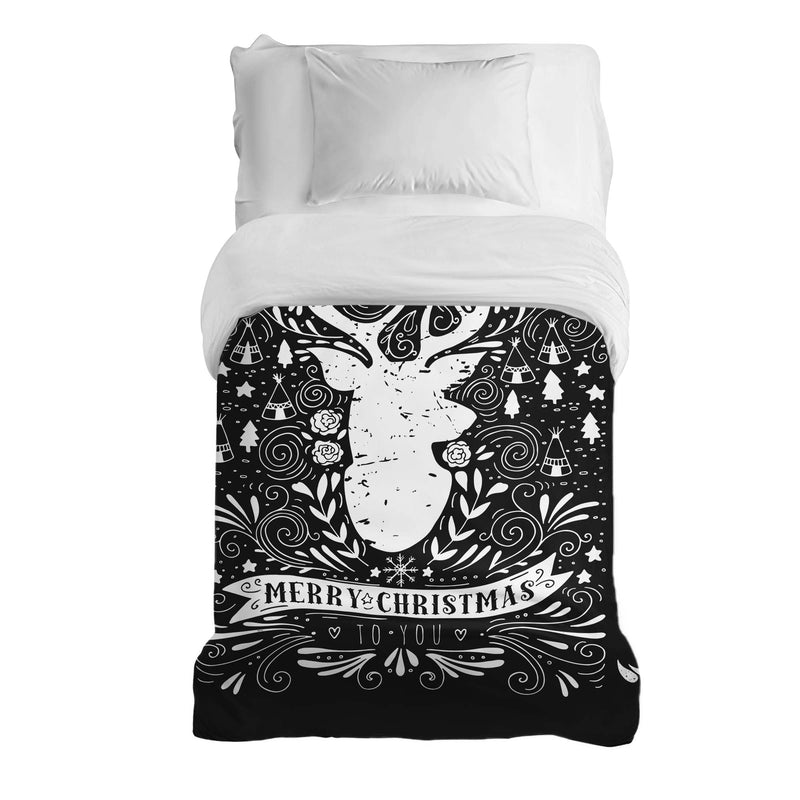 Manta terapéutica original - Funda de algodón negra Feliz Navidad