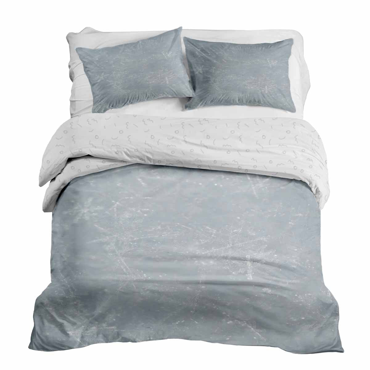 Set de ropa de cama con manta terapéutica gris con copos de nieve
