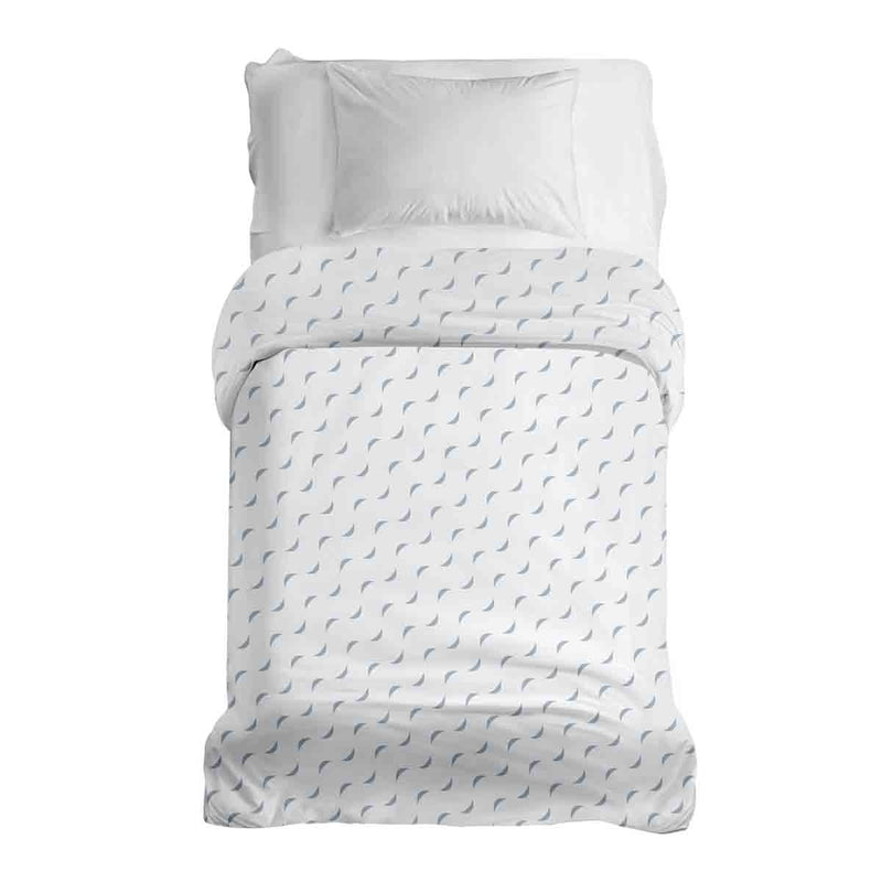 Juego de ropa de cama con manta terapéutica blanca con ondas azules