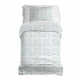 Juego de ropa de cama con manta terapéutica blanca con formas azules