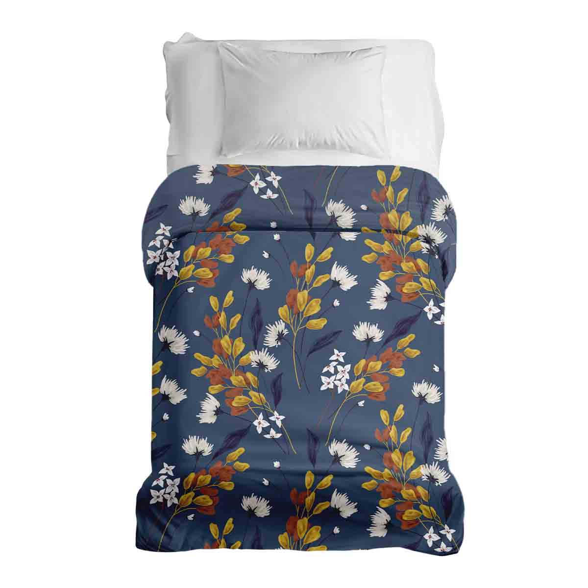 Manta terapéutica original - Funda de algodón azul con ramo de flores