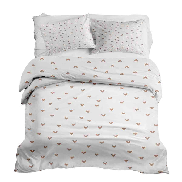 Set de ropa de cama con manta terapéutica blanca con corazones