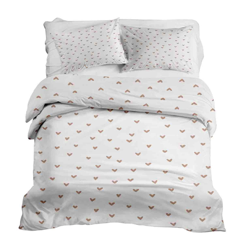 Set de ropa de cama con manta terapéutica blanca con corazones