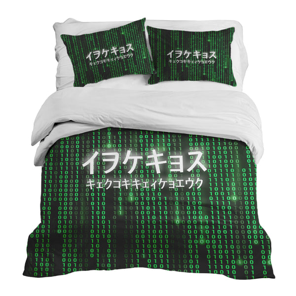 Set de ropa de cama con manta terapéutica verde The Matrix
