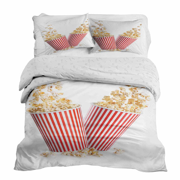 Juego de ropa de cama para terapia con manta blanca con palomitas de maíz