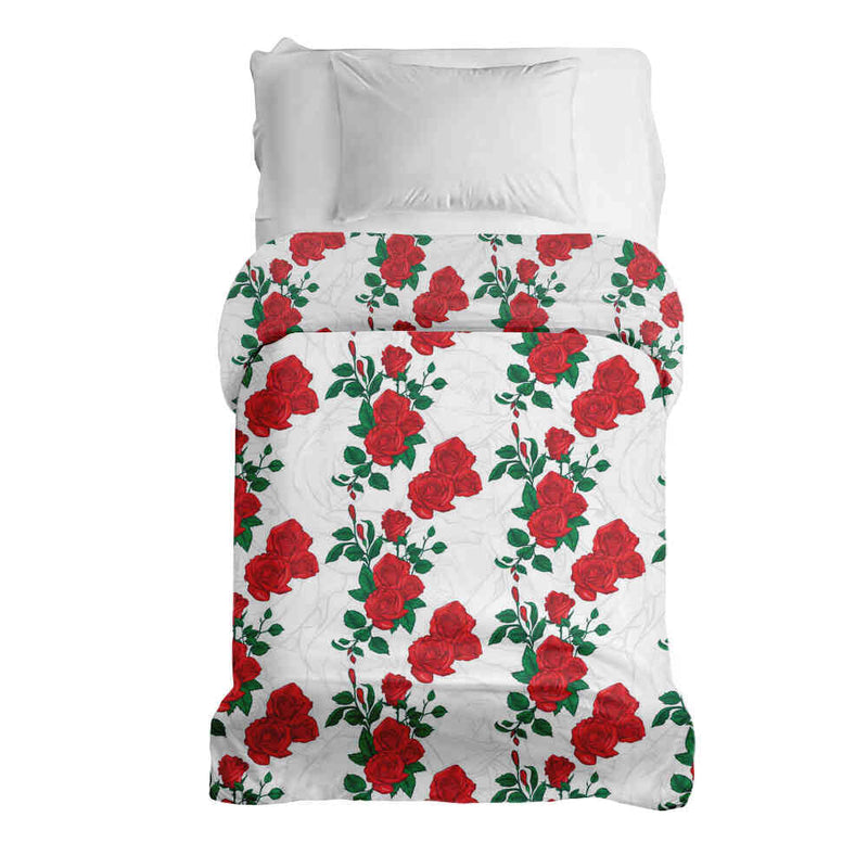 Manta terapéutica original - Funda de algodón blanca con arbusto de rosas