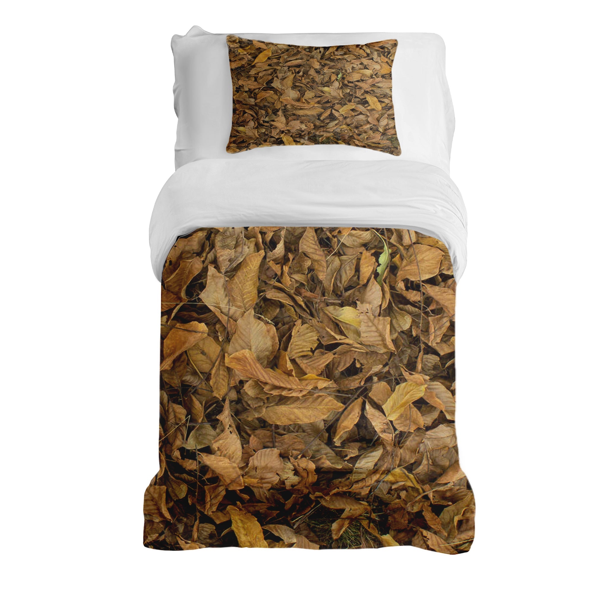 Juego de ropa de cama con manta terapéutica hojas de otoño