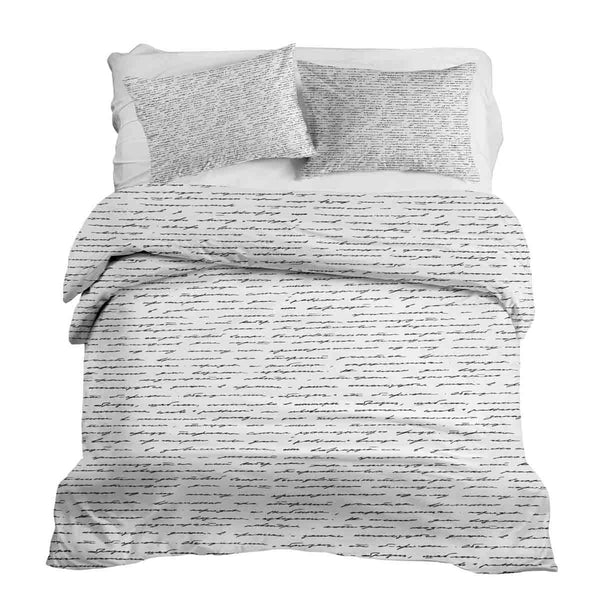 Juego de ropa de cama con manta terapéutica blanca con inscripción