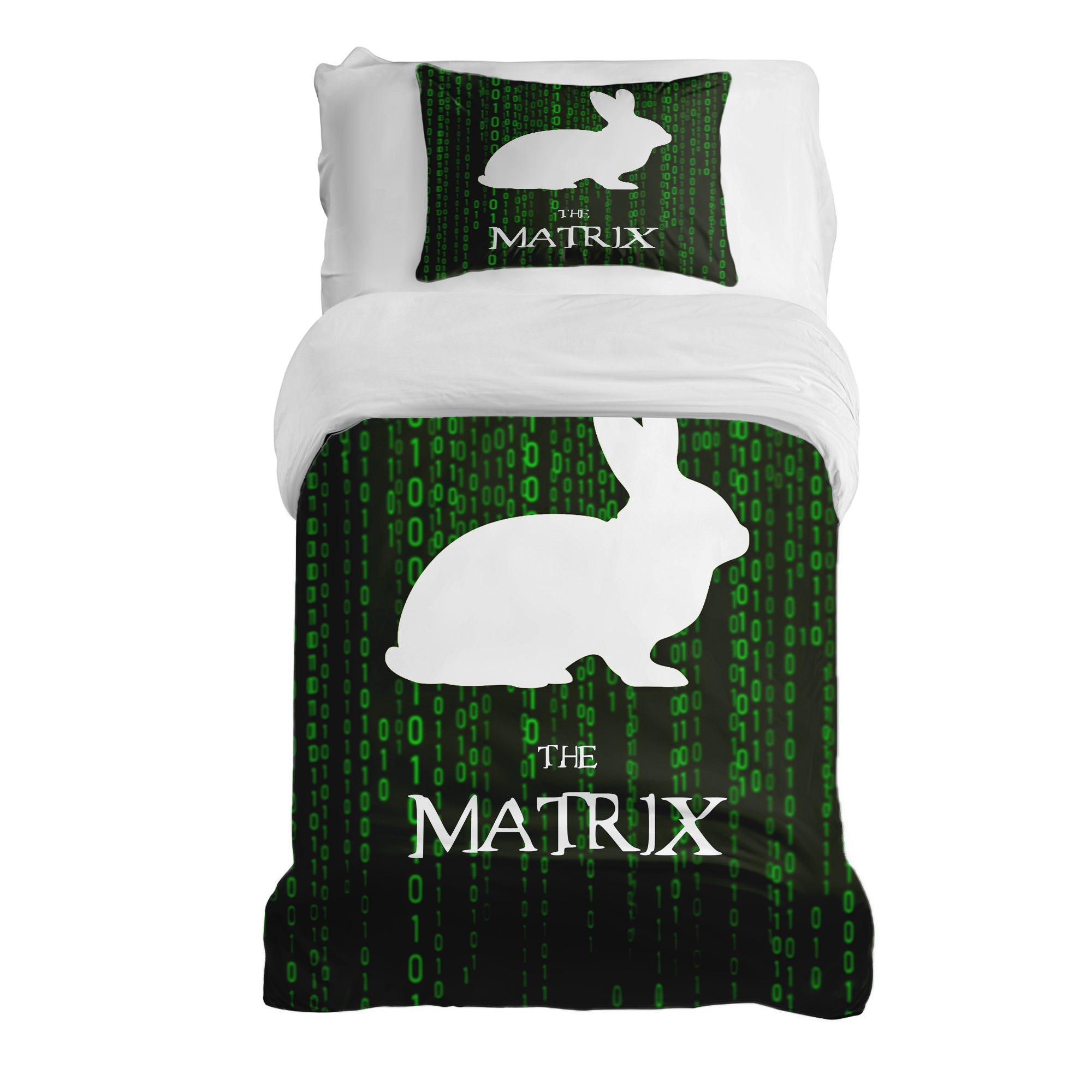 Set de ropa de cama y manta terapéutica Matrix Code verde