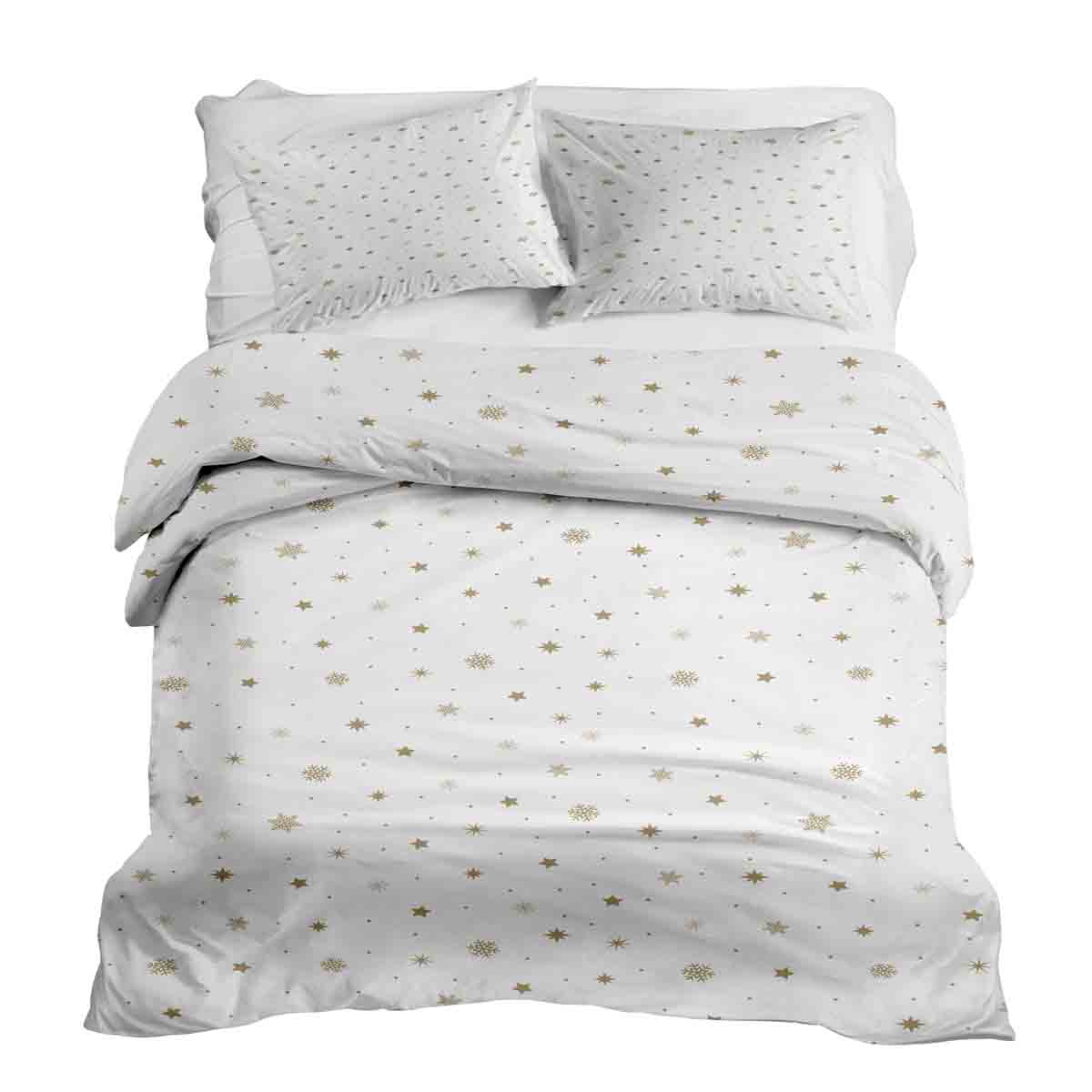 Set de ropa de cama con manta terapéutica blanca con estrellas doradas