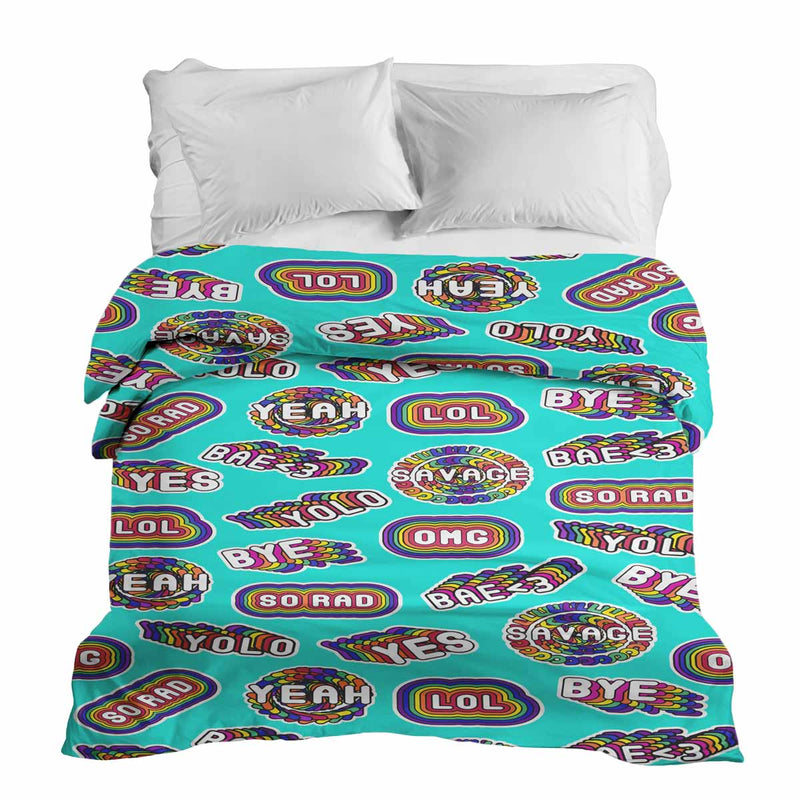 Manta terapéutica original - Funda de algodón turquesa con frases