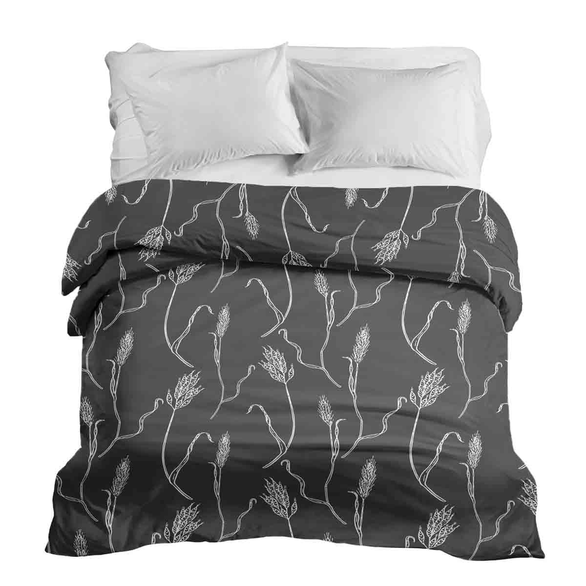 Manta terapéutica original - Funda de algodón gris oscuro con ramas blancas