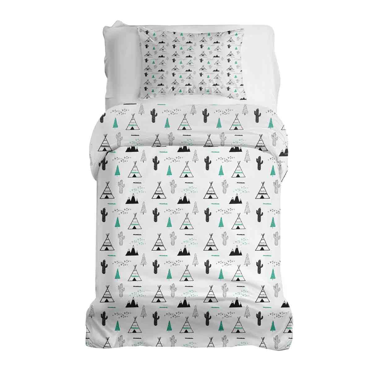 Set de ropa de cama con manta terapéutica blanca india