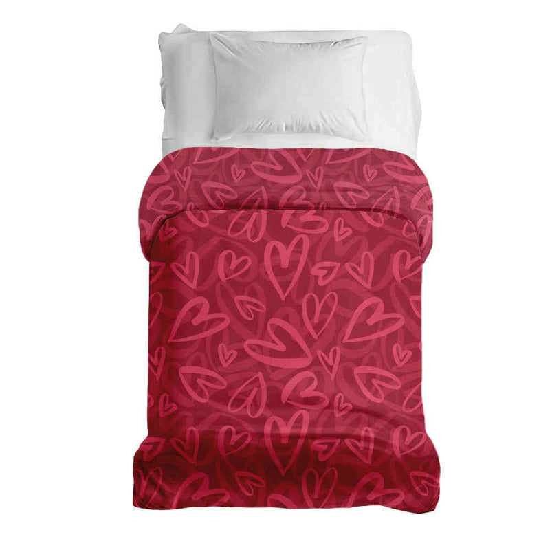 Manta terapéutica original - Funda de algodón roja con motivo de corazón rosa