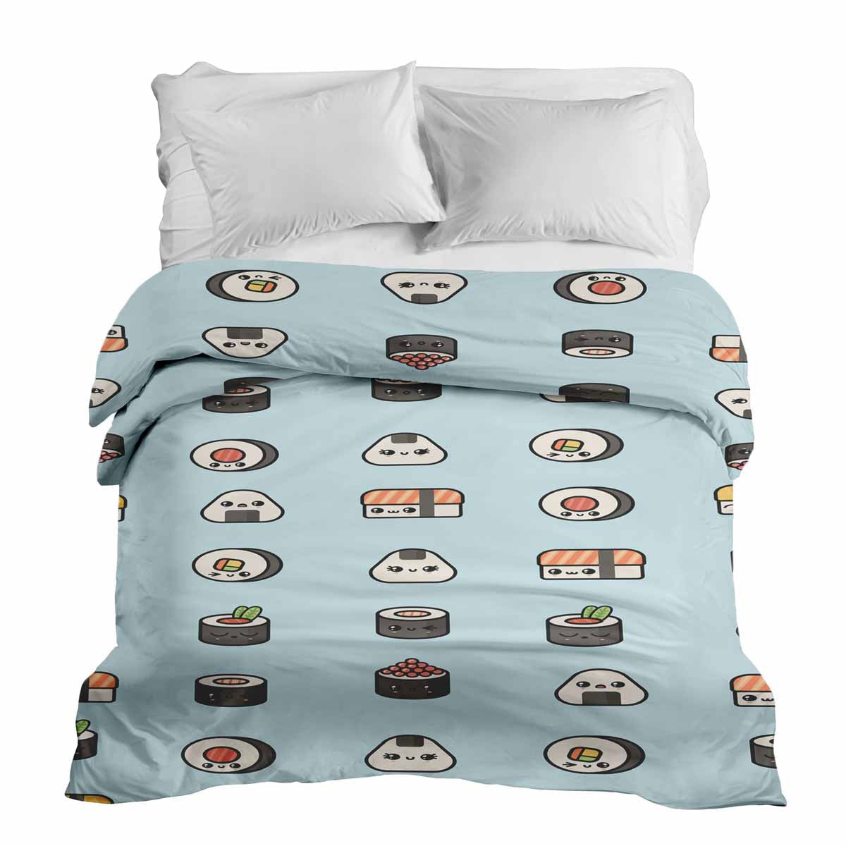 Manta terapéutica original - Funda de algodón azul claro con sushi