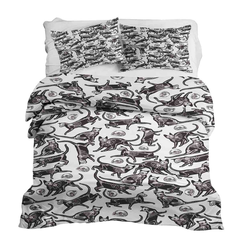 Set de ropa de cama con manta terapéutica Halloween Gato
