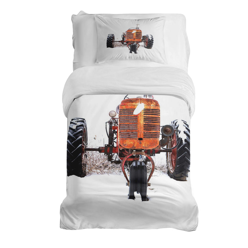 Set de ropa de cama con manta terapéutica tractor en naranja