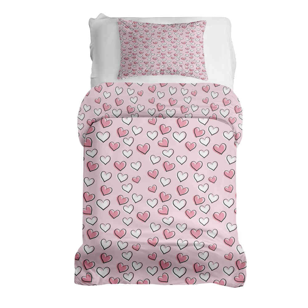 Juego de ropa de cama con mantas terapéuticas y corazones dulces