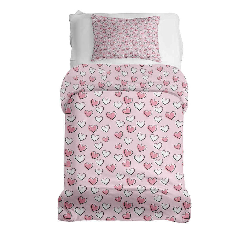 Juego de ropa de cama con mantas terapéuticas y corazones dulces