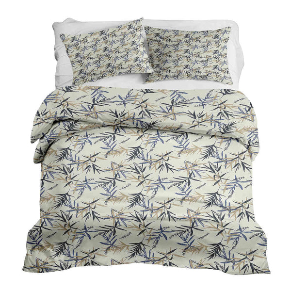 Juego de ropa de cama con manta terapéutica patrón de hojas beige