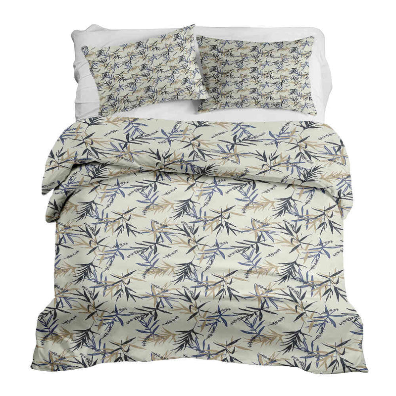 Juego de ropa de cama con manta terapéutica patrón de hojas beige