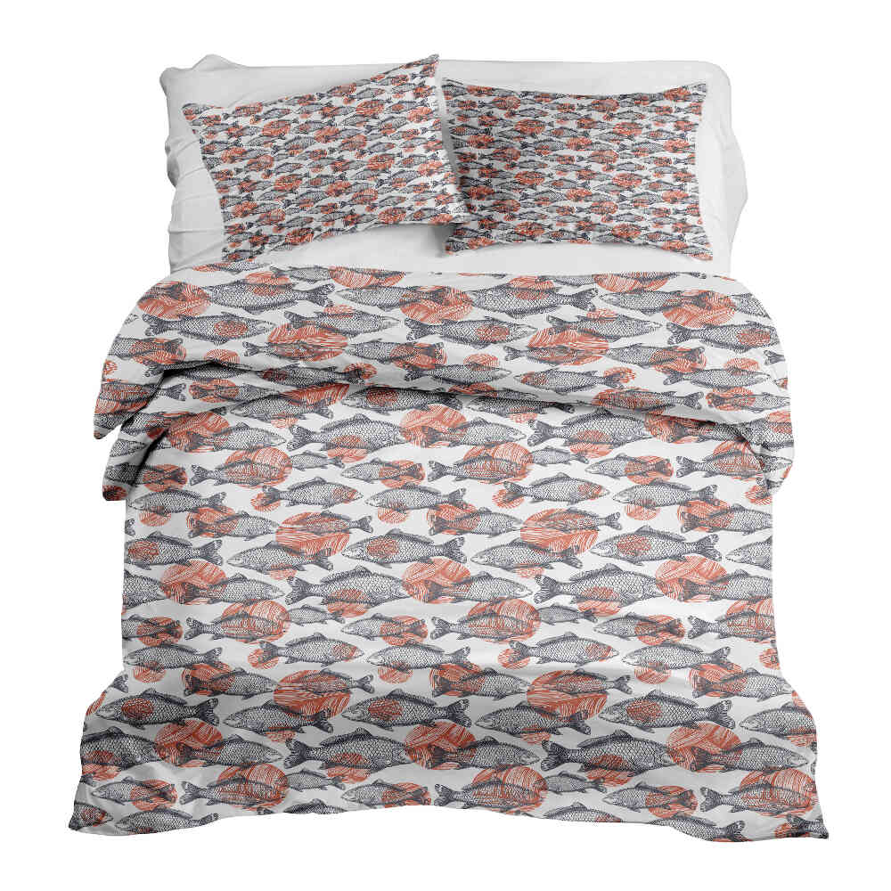 Set de ropa de cama con manta terapéutica peces grises