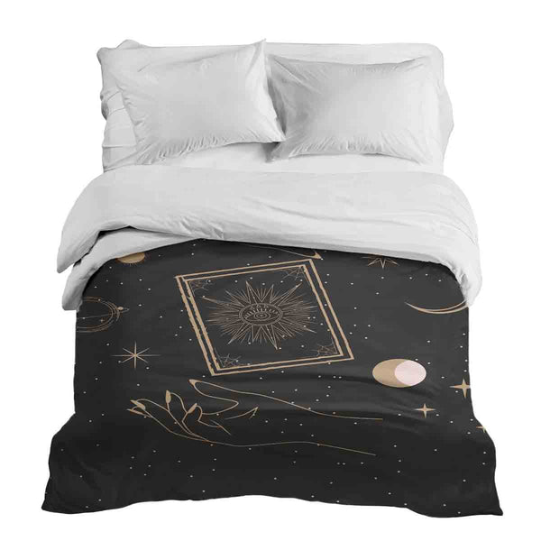 Manta terapéutica original - Funda de algodón negra con sol, luna y estrellas