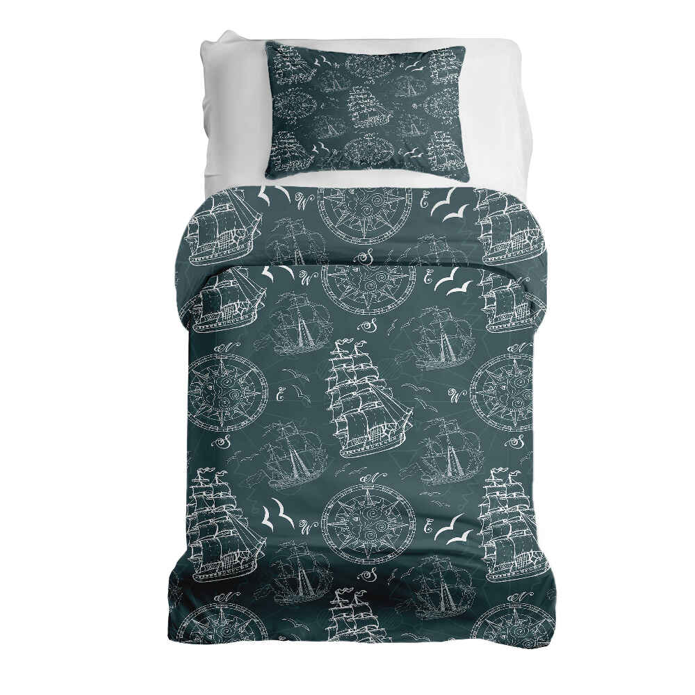 Set de ropa de cama con mantas terapéuticas y barcos