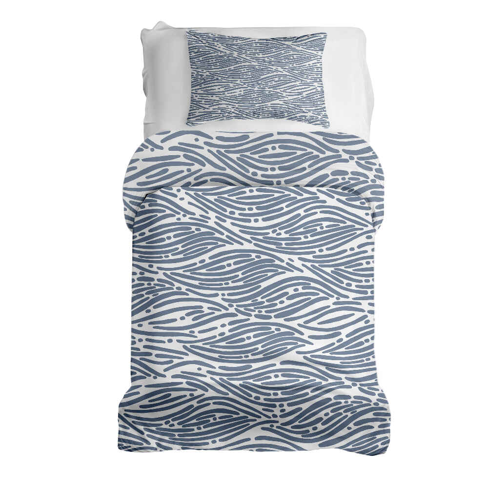 Set de ropa de cama con manta terapéutica patrón ondulado azul