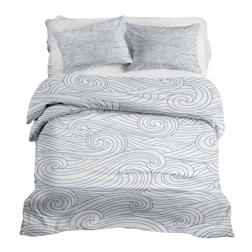 Set de ropa de cama con manta terapéutica ondas azules