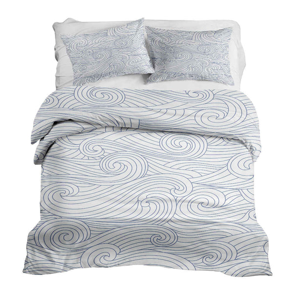 Juego de ropa de cama con manta terapéutica ondas azules