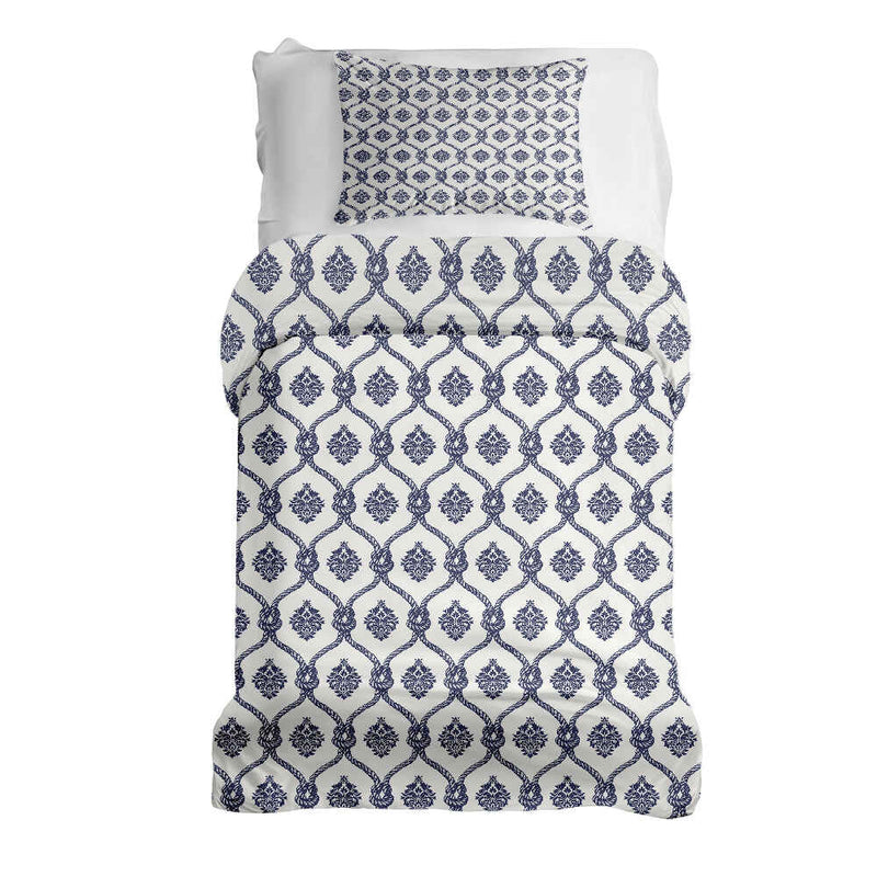 Juego de ropa de cama con manta terapéutica patrón marinero azul