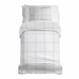 Set de ropa de cama con mantas terapéuticas blanco con rayas moradas