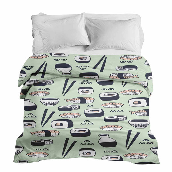 Manta terapéutica original - Funda de algodón verde claro con sushi