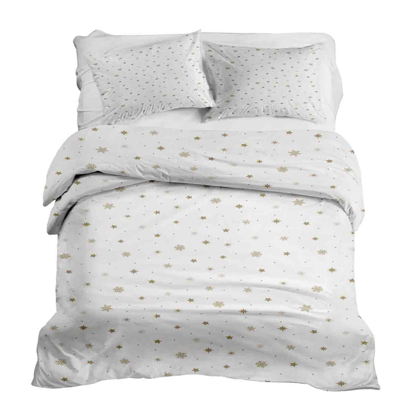 Set de ropa de cama con manta terapéutica blanca con estrellas doradas
