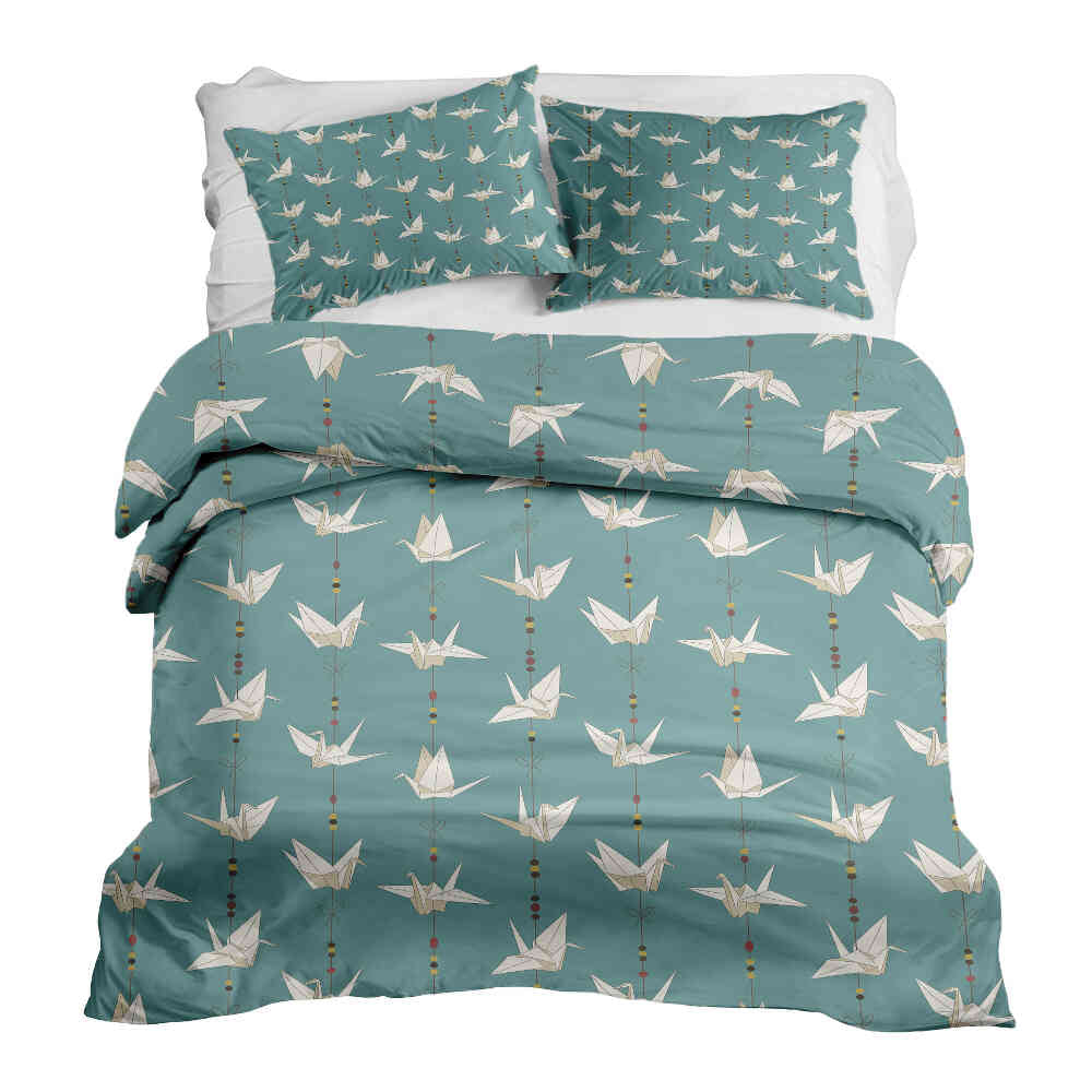 Juego de ropa de cama con manta terapéutica Origami Cisne