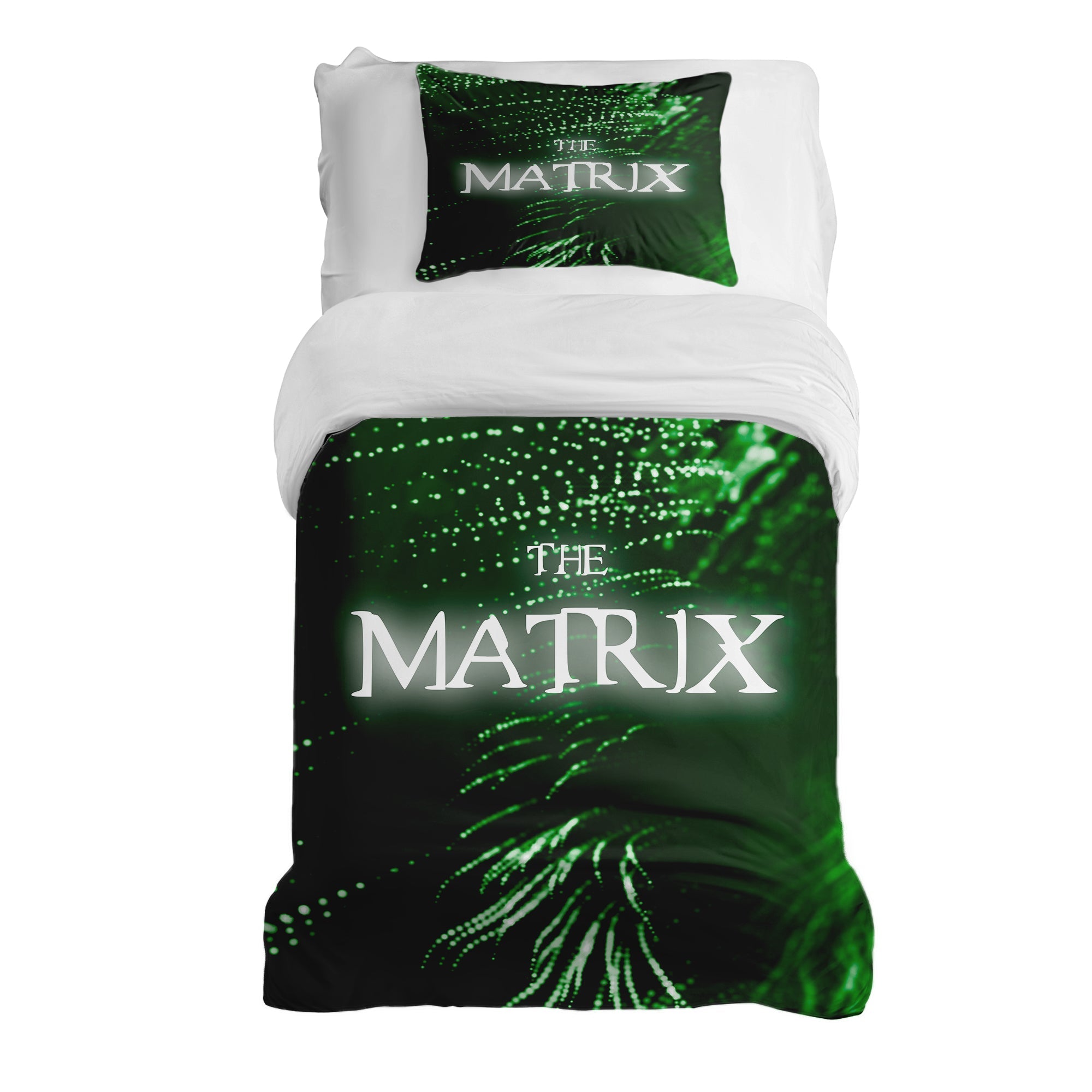 Set de ropa de cama y manta terapéutica verde The Matrix