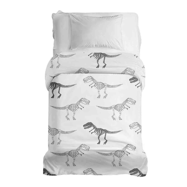 Manta terapéutica original - Funda de algodón blanca con esqueleto de dinosaurio