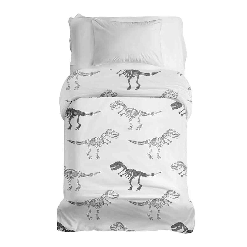 Manta terapéutica original - Funda de algodón blanca con esqueleto de dinosaurio