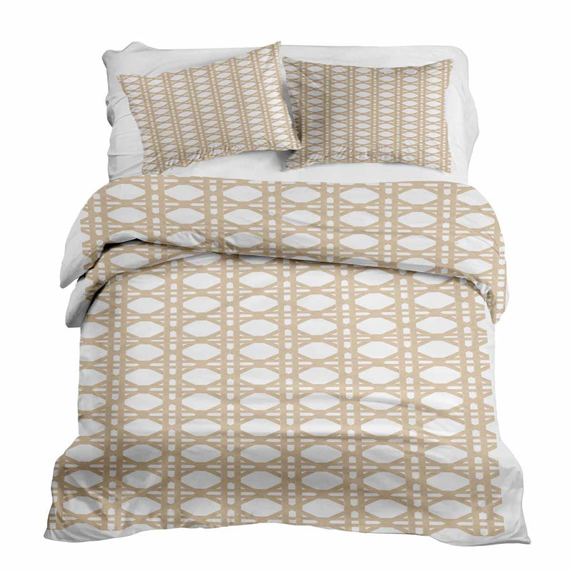 Juego de ropa de cama con manta terapéutica blanco con círculos beige