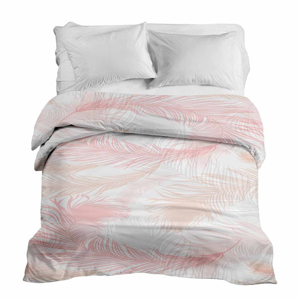 Manta terapéutica original - Funda de algodón blanca con plumas rosas