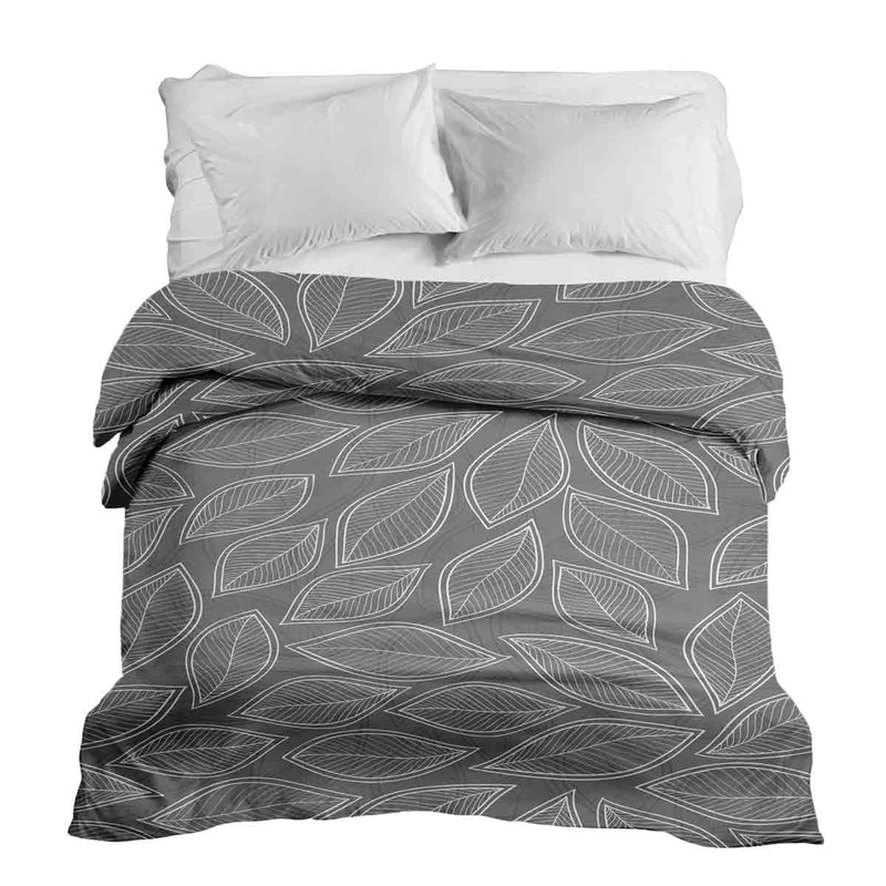 Manta terapéutica original - Funda de algodón gris con hojas de palma blancas